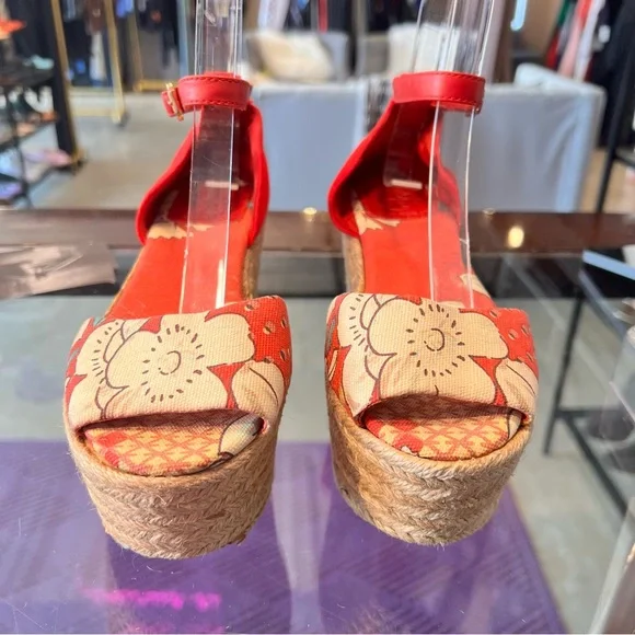 Tory Burch Sherri Floral Wedge Espadrille Platform Sandal - Picture 3 of 5